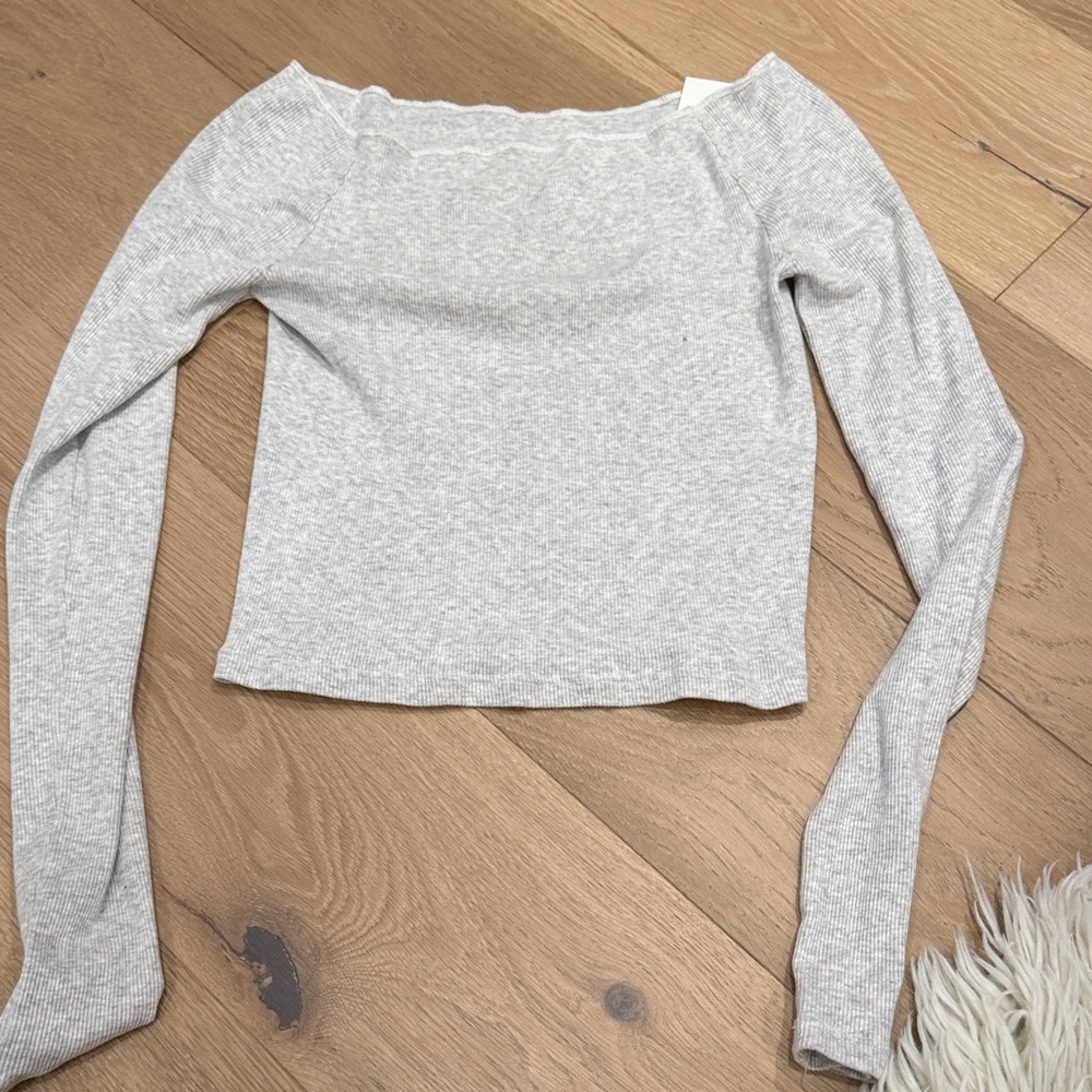 Brandy Melville Light Gray Ribbed Top